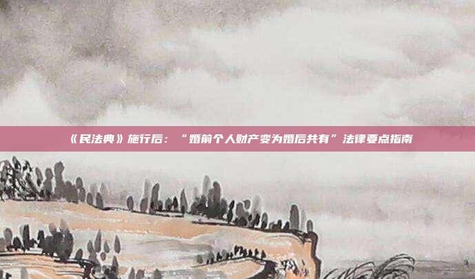 《民法典》施行后：“婚前個人財產變為婚后共有”法律要點指南
