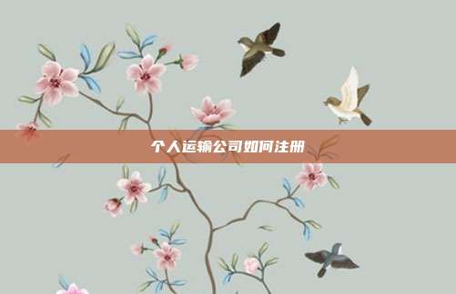 個人運(yùn)輸公司如何注冊