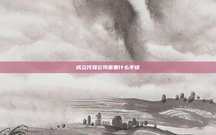 成立代駕公司需要什么手續