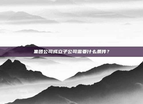 集團(tuán)公司成立子公司需要什么條件？