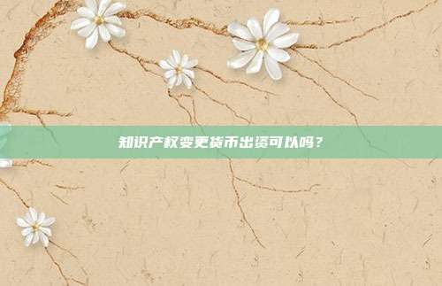 知識產(chǎn)權(quán)變更貨幣出資可以嗎？