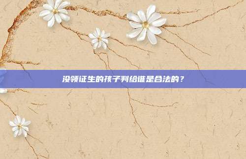 沒領證生的孩子判給誰是合法的?
