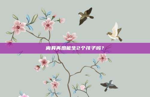 離異再婚能生2個孩子嗎?