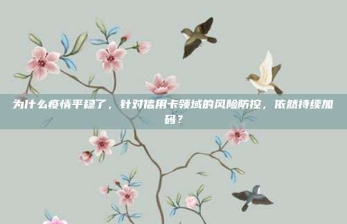為什么疫情平穩(wěn)了,針對信用卡領(lǐng)域的風(fēng)險防控,依然持續(xù)加碼?