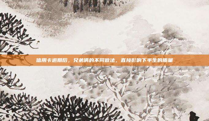 信用卡逾期后,兄弟倆的不同做法,直接影響下半生的質量