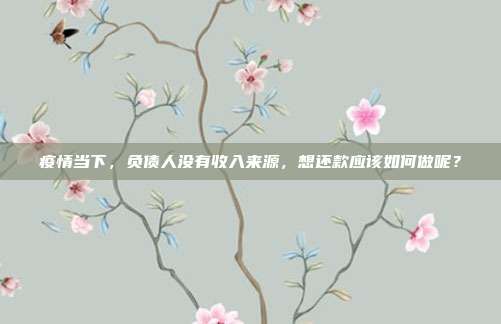 疫情當(dāng)下，負(fù)債人沒(méi)有收入來(lái)源，想還款應(yīng)該如何做呢？
