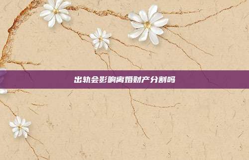 出軌會影響離婚財產分割嗎