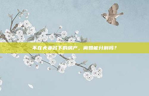 不在夫妻名下的房產，離婚能分割嗎？