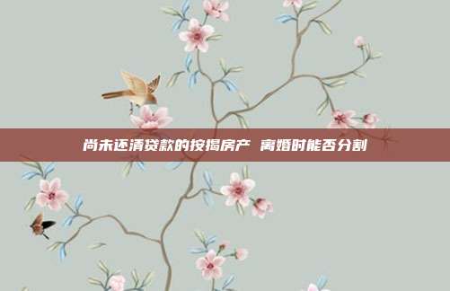 尚未還清貸款的按揭房產 離婚時能否分割