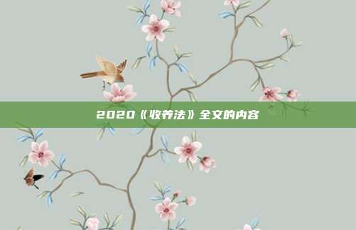 2020《收養法》全文的內容