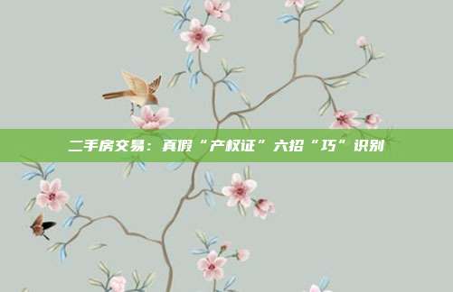 二手房交易：真假“產(chǎn)權證”六招“巧”識別