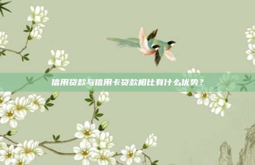 信用貸款與信用卡貸款相比有什么優勢?