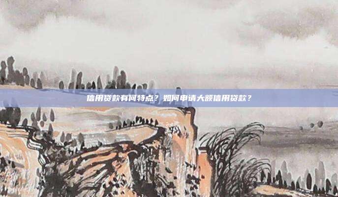 信用貸款有何特點?如何申請大額信用貸款?