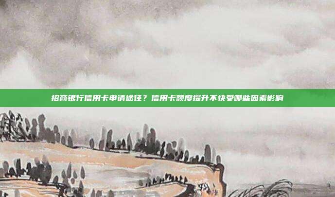 招商銀行信用卡申請途徑？信用卡額度提升不快受哪些因素影響