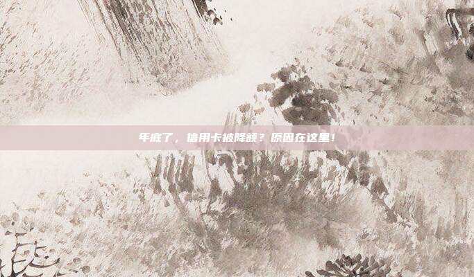 年底了,信用卡被降額?原因在這里!