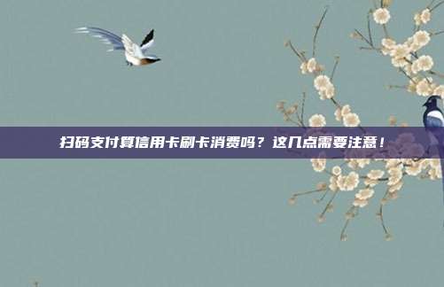 掃碼支付算信用卡刷卡消費嗎？這幾點需要注意！
