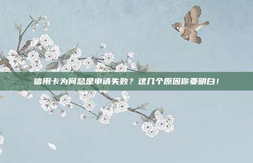 信用卡為何總是申請失?。窟@幾個原因你要明白！