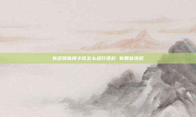 有多張信用卡該怎么進(jìn)行還款 有哪些絕招