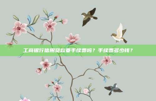 工商銀行信用貸款要手續(xù)費(fèi)嗎?手續(xù)費(fèi)多少錢(qián)?
