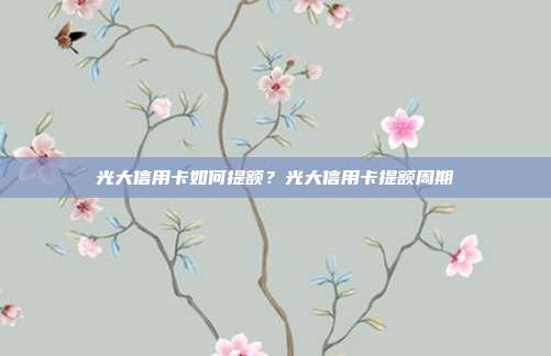 光大信用卡如何提額？光大信用卡提額周期