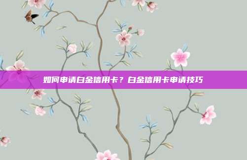 如何申請白金信用卡？白金信用卡申請技巧