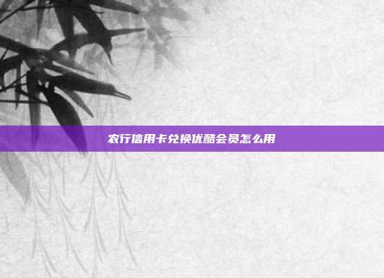農(nóng)行信用卡兌換優(yōu)酷會(huì)員怎么用
