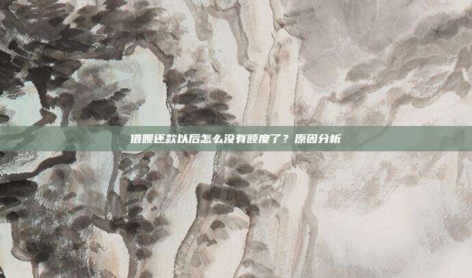 借唄還款以后怎么沒有額度了？原因分析