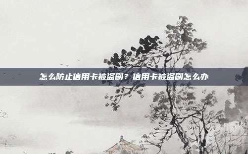 怎么防止信用卡被盜刷？信用卡被盜刷怎么辦