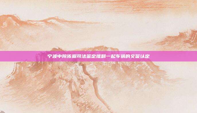 寧波中院依據(jù)司法鑒定推翻一起車禍的交警認(rèn)定