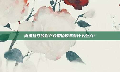 離婚簽訂的財產分配協議具有什么效力?