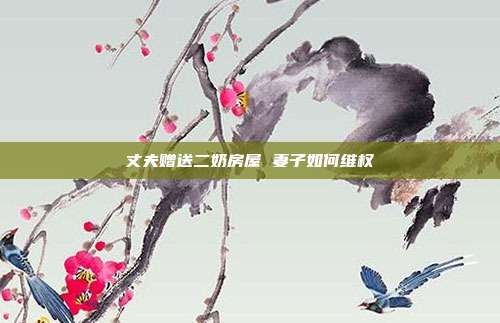 丈夫贈(zèng)送二奶房屋 妻子如何維權(quán)