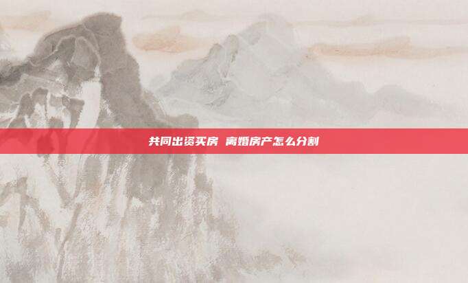 共同出資買房 離婚房產(chǎn)怎么分割