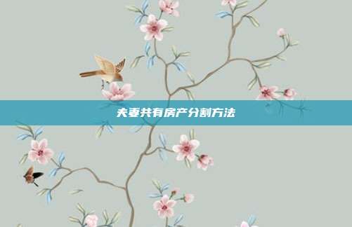 夫妻共有房產分割方法