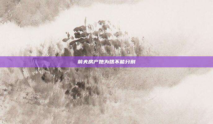 前夫房產(chǎn)她為啥不能分割