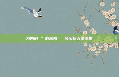 為購(gòu)房 ”假離婚” 風(fēng)險(xiǎn)巨大要謹(jǐn)慎
