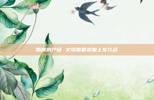 婚房房產(chǎn)證 丈母娘要求加上女兒名