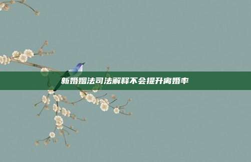 新婚姻法司法解釋不會提升離婚率