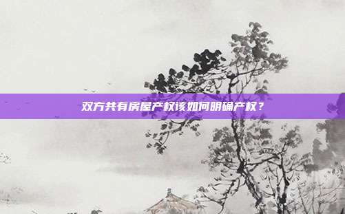雙方共有房屋產(chǎn)權(quán)該如何明確產(chǎn)權(quán)?