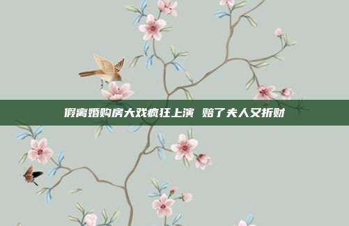 假離婚購房大戲瘋狂上演 賠了夫人又折財