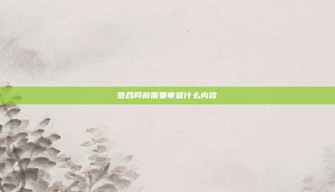 簽合同前需要審查什么內容
