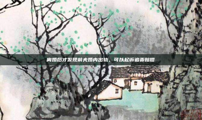 離婚后才發(fā)現(xiàn)前夫婚內(nèi)出軌,可以起訴追責賠償