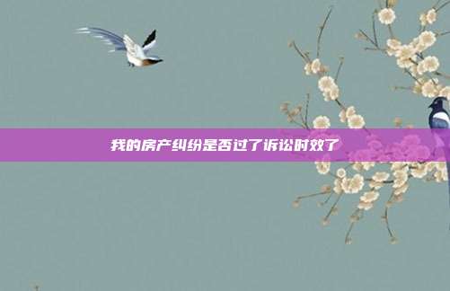 我的房產(chǎn)糾紛是否過了訴訟時(shí)效了