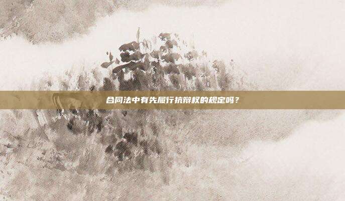 合同法中有先履行抗辯權的規定嗎？