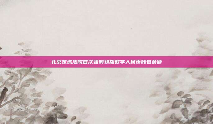 北京東城法院首次強(qiáng)制劃撥數(shù)字人民幣錢包余額