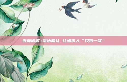 訴前調解+司法確認 讓當事人“只跑一次”